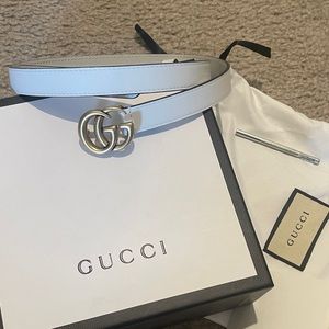 Womens White Gucci Belt